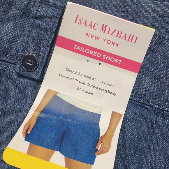 Isaac Mizrahi Women's Indigo Chambray Tailored Short - Picture 4 of 7